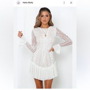 Long sleeve white lace dress